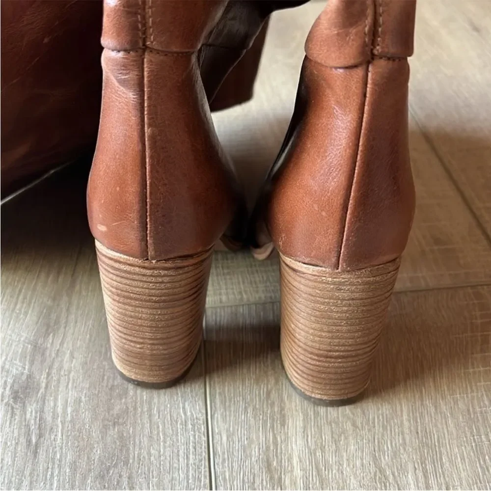 New Free People Dakota Taupe Brown Leather Over-The-Knee Tall Boots EU 37 US 7